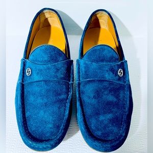 Men’s Gucci Blue Suede Driver Loafers. Size Gucci 9 Us 9.5